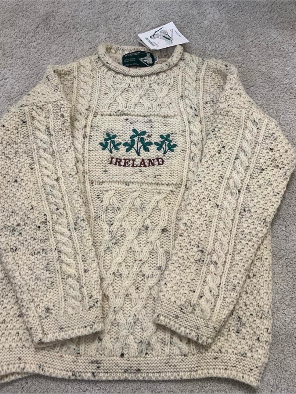 100% Wool Ireland Cable-Knit Sweater